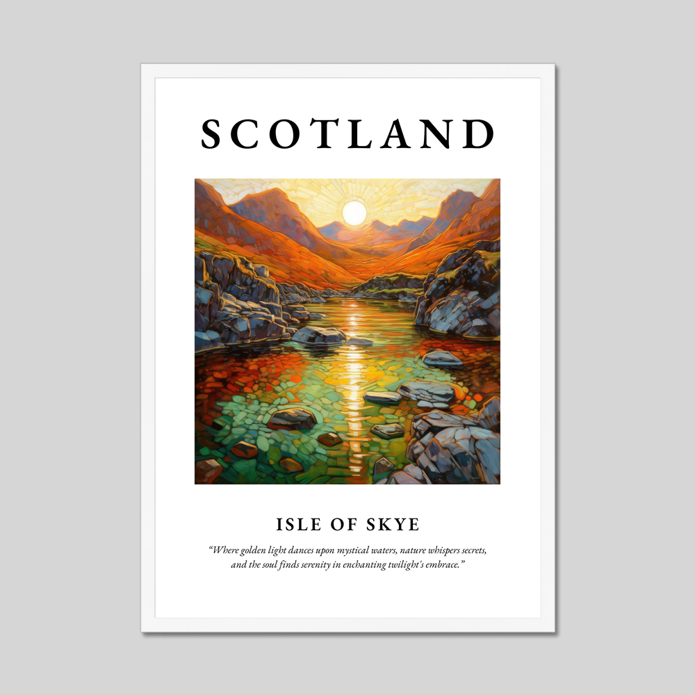 Poster in a white frame with the word Scotland