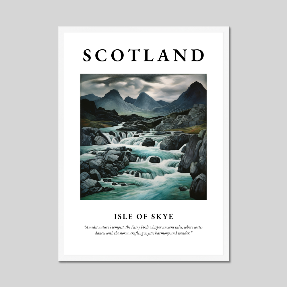 Poster in a white frame with the word Scotland