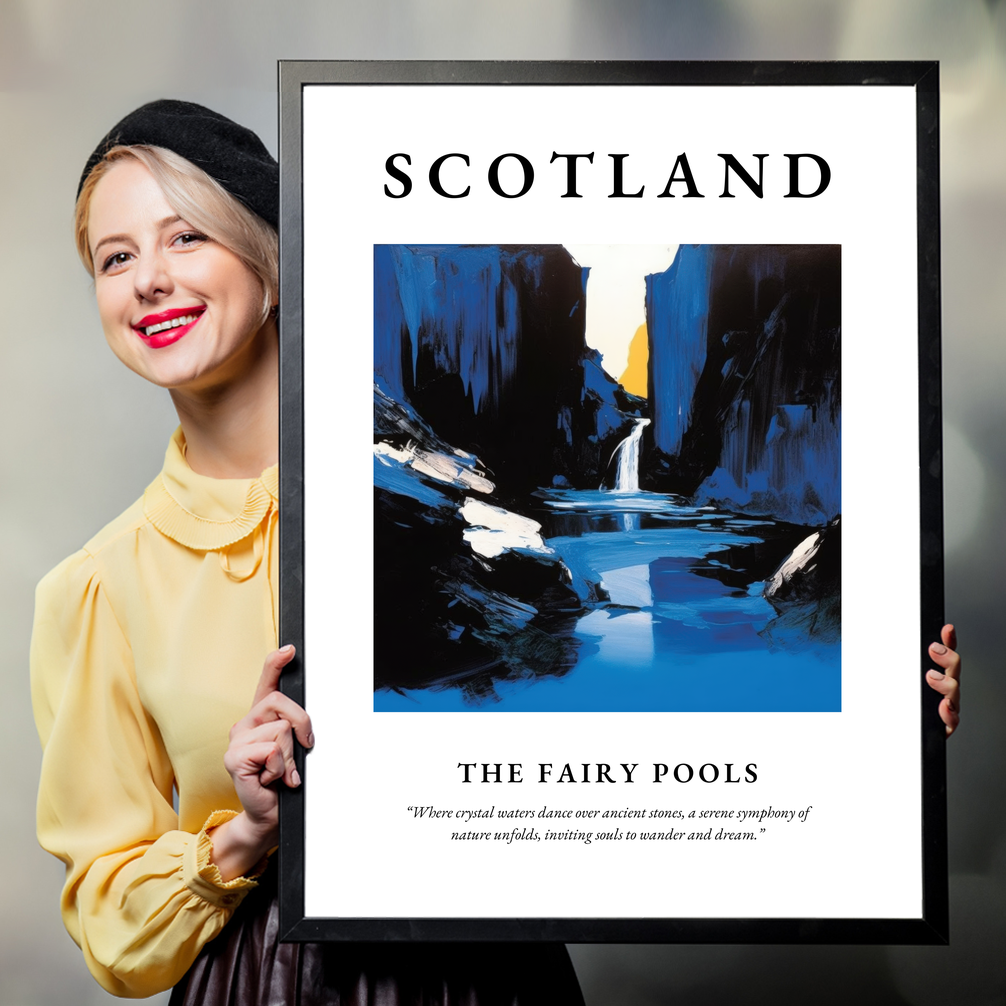 Person holding a poster of The Fairy Pools