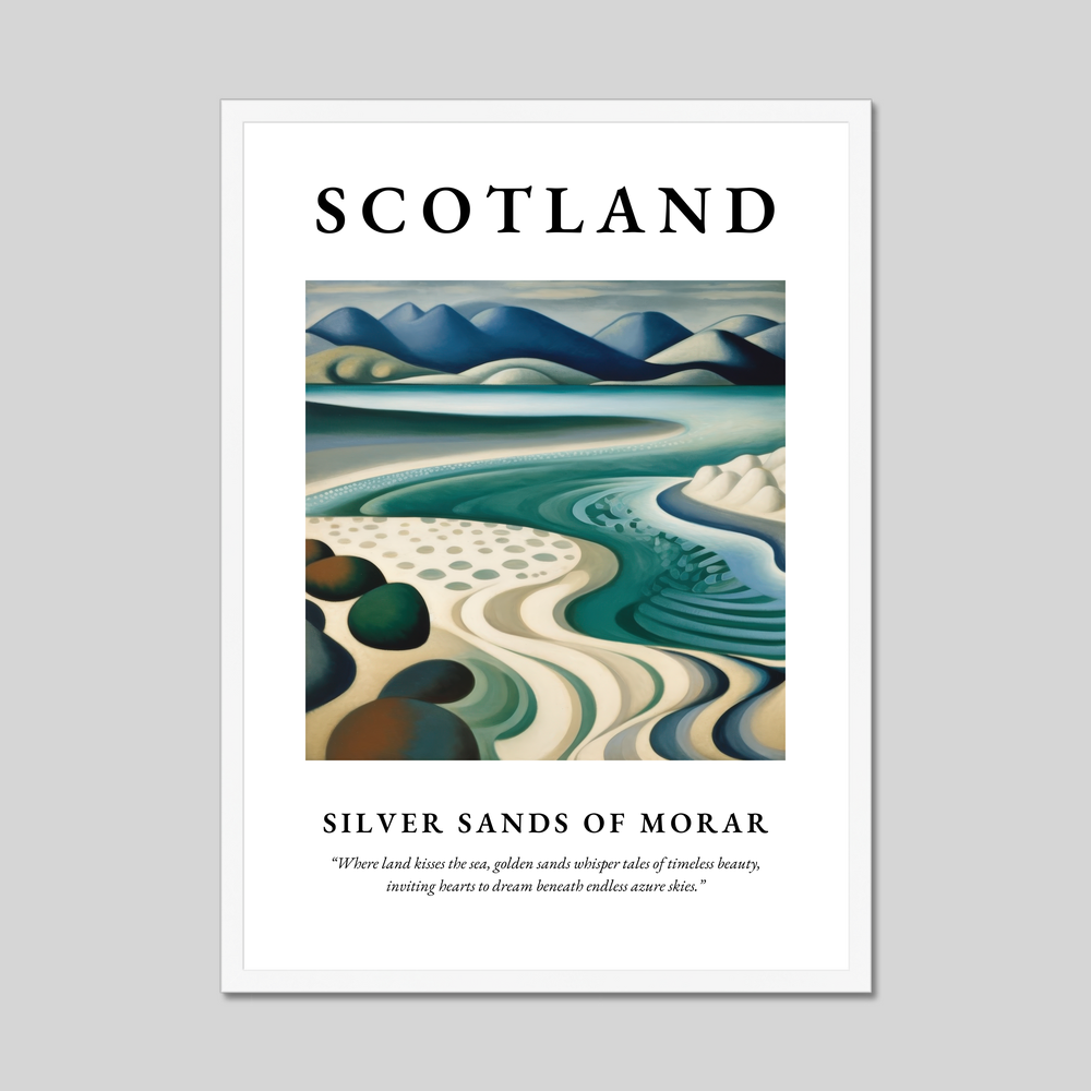 Poster in a white frame with the word Scotland