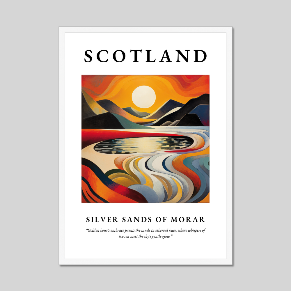 Poster in a white frame with the word Scotland