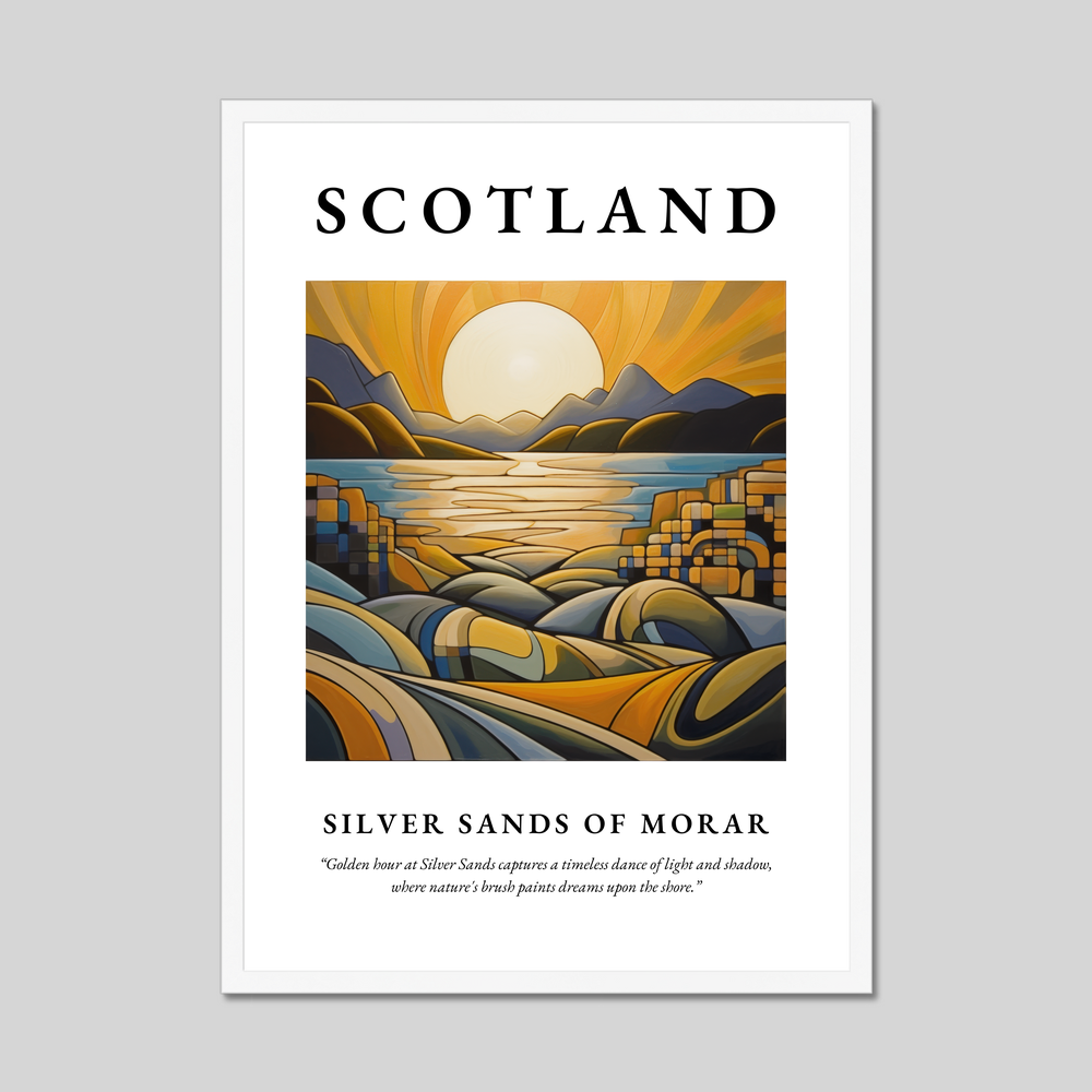 Poster in a white frame with the word Scotland