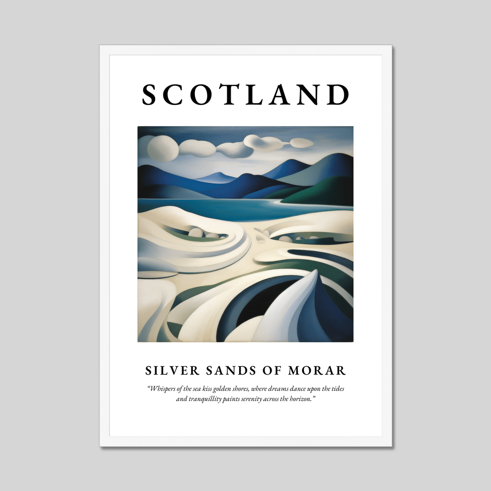 Poster in a white frame with the word Scotland