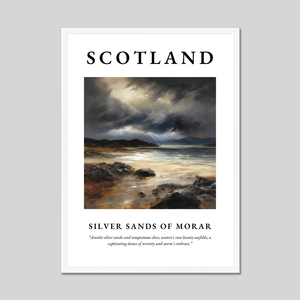 Poster in a white frame with the word Scotland