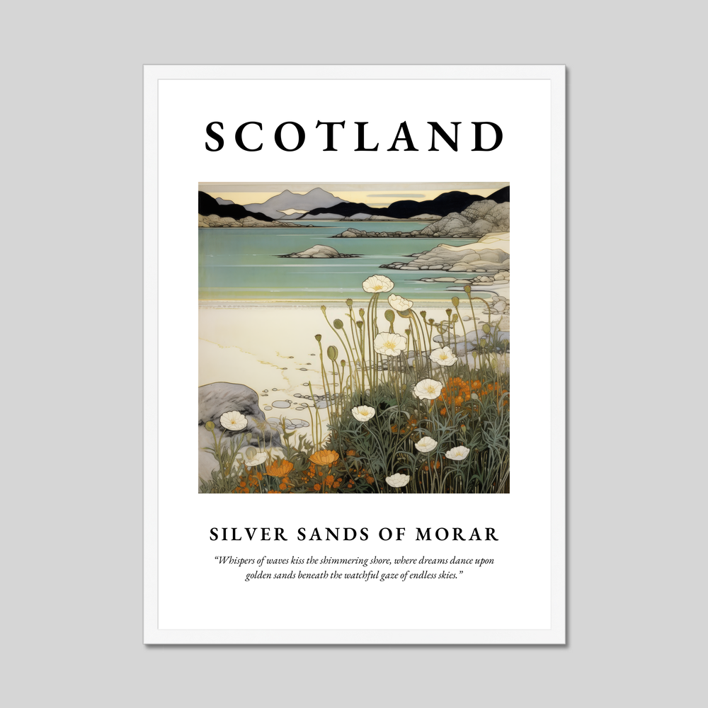 Poster in a white frame with the word Scotland