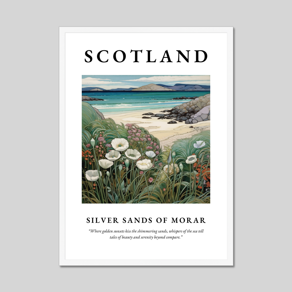 Poster in a white frame with the word Scotland