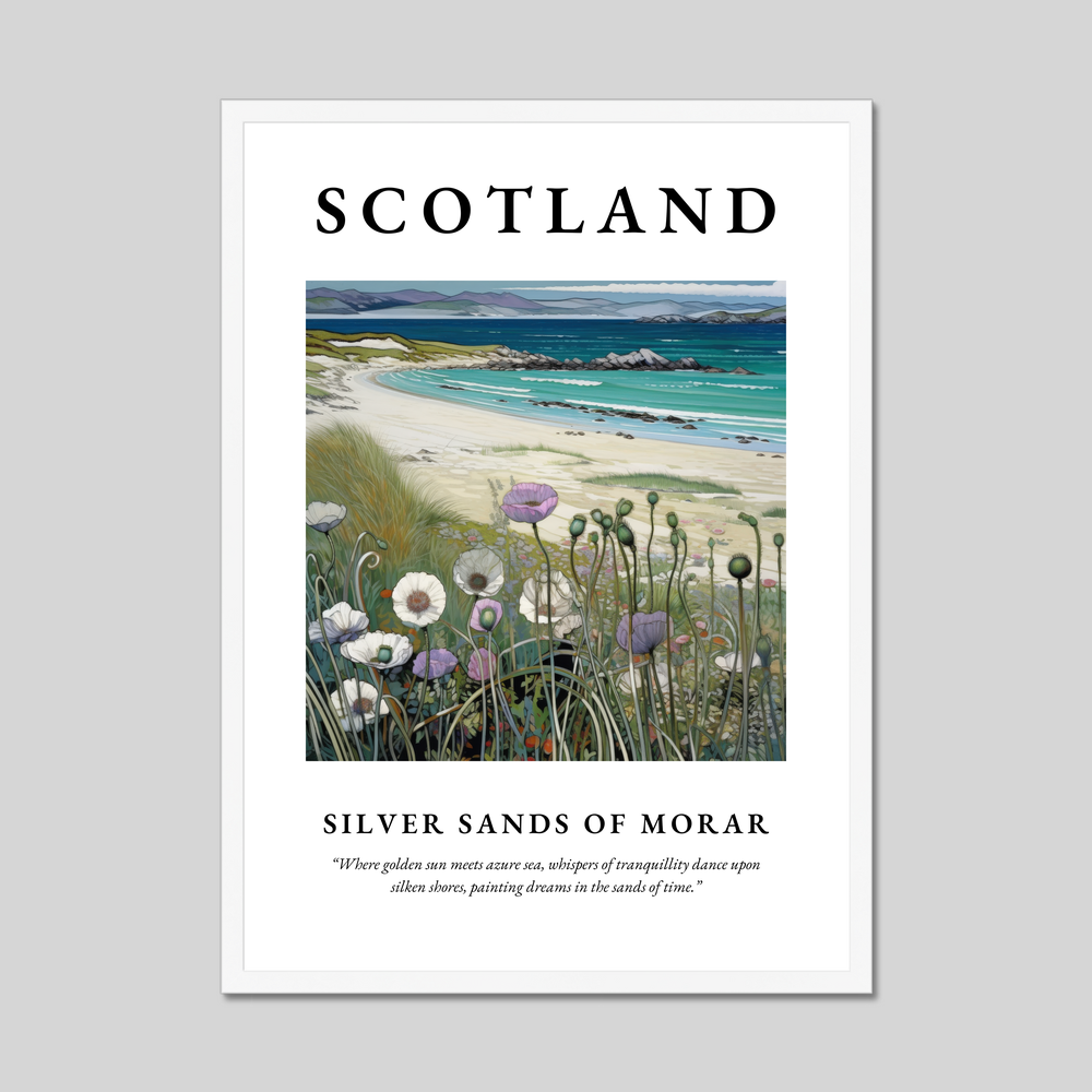 Poster in a white frame with the word Scotland