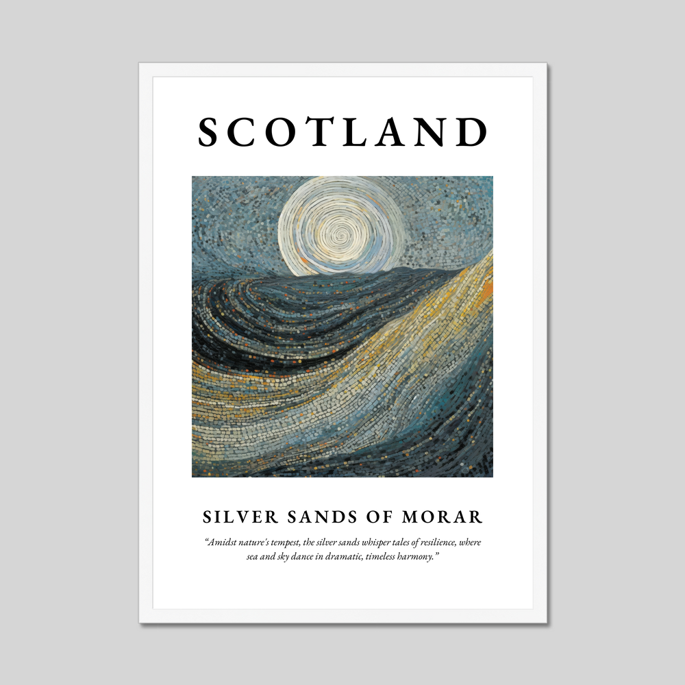 Poster in a white frame with the word Scotland