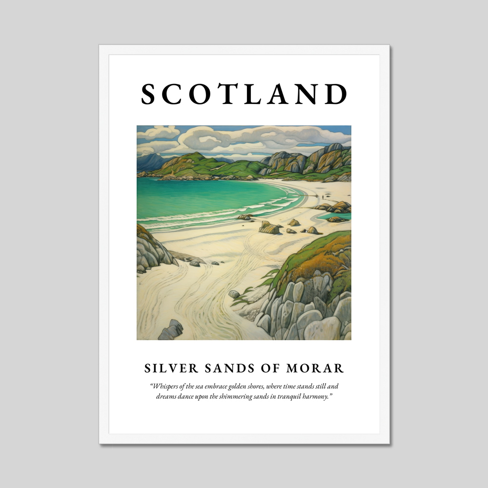 Poster in a white frame with the word Scotland