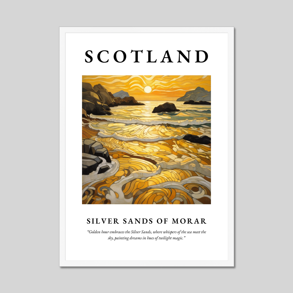 Poster in a white frame with the word Scotland