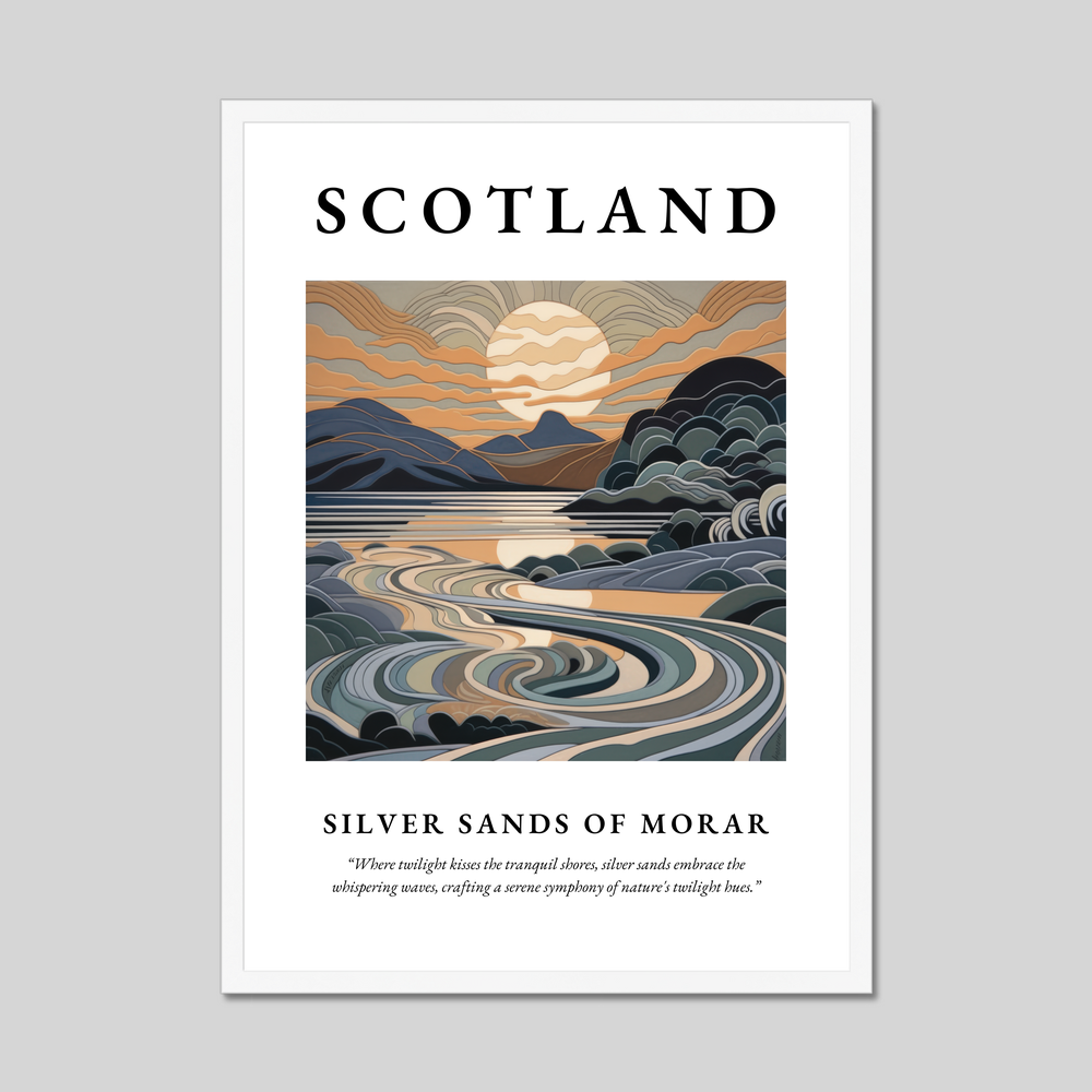 Poster in a white frame with the word Scotland