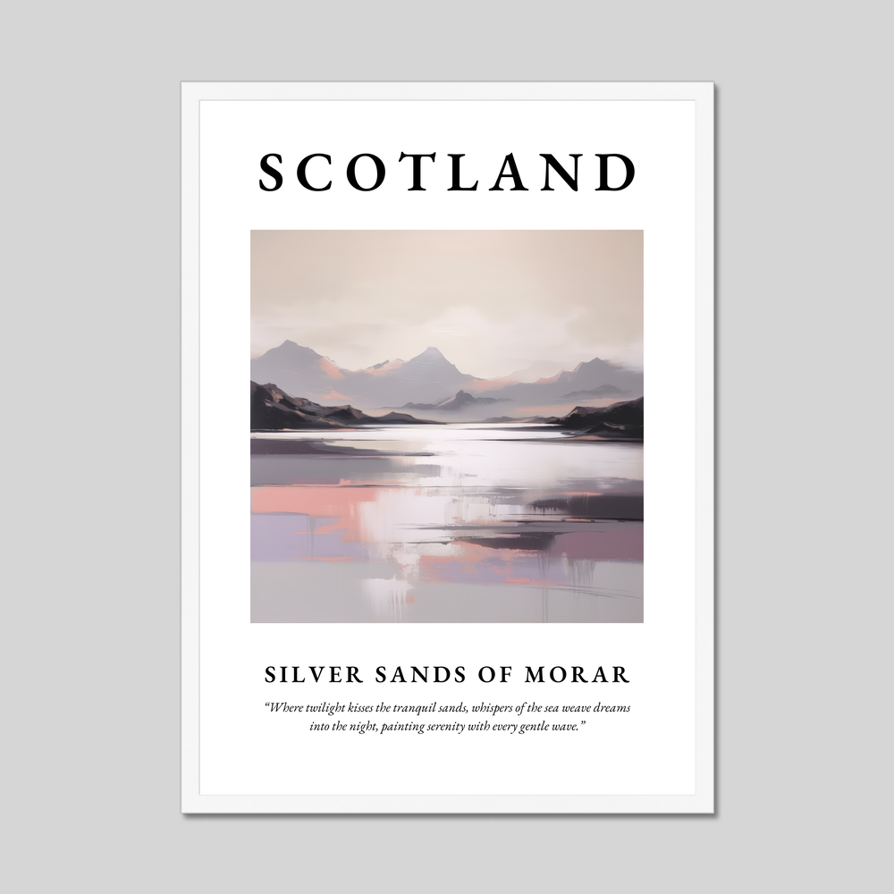 Poster in a white frame with the word Scotland