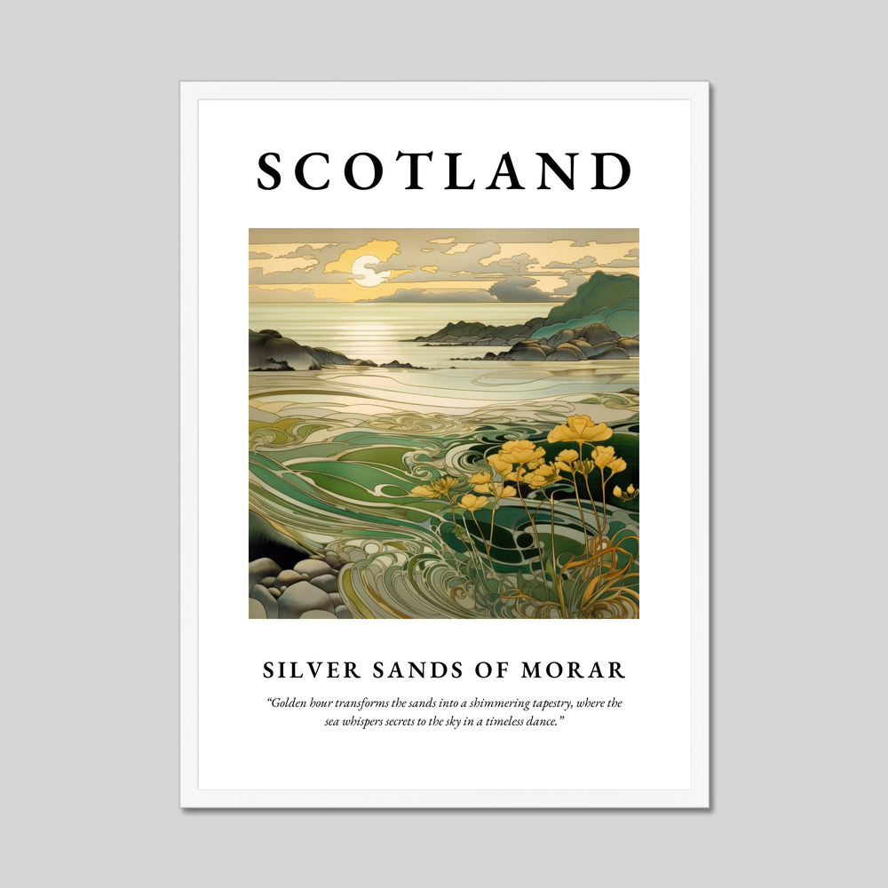 Poster in a white frame with the word Scotland