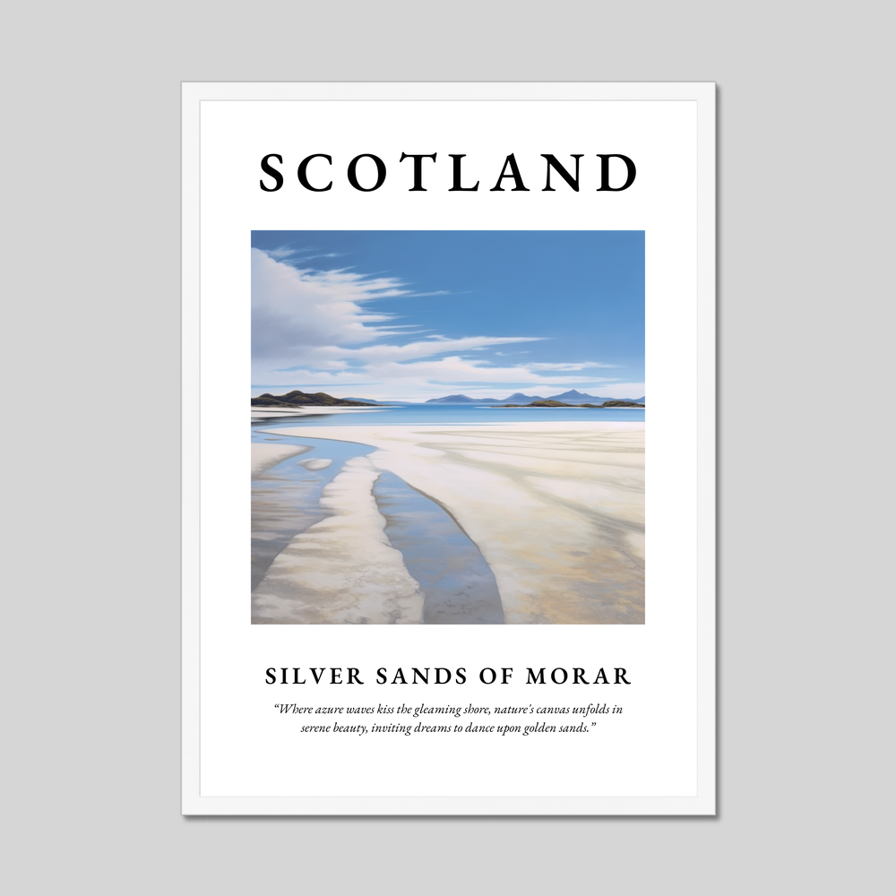 Poster in a white frame with the word Scotland