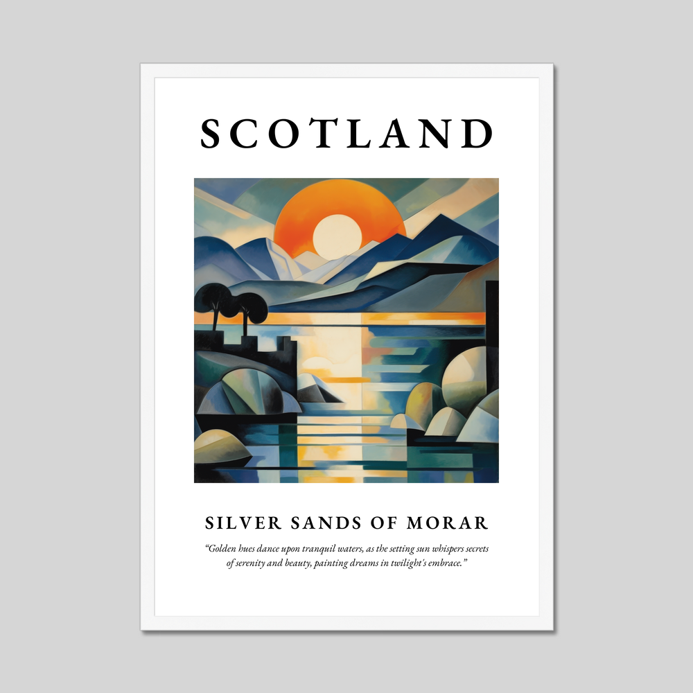 Poster in a white frame with the word Scotland