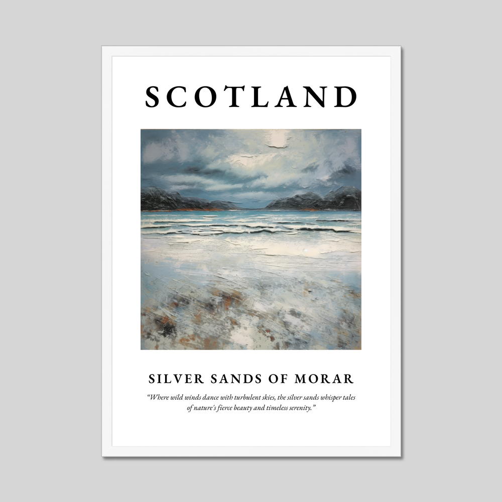 Poster in a white frame with the word Scotland