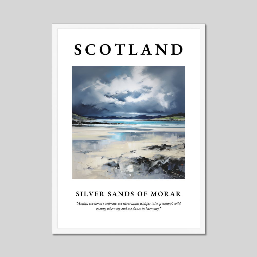 Poster in a white frame with the word Scotland