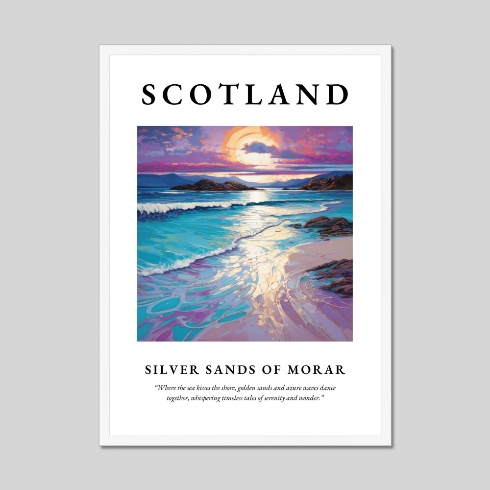 Poster in a white frame with the word Scotland