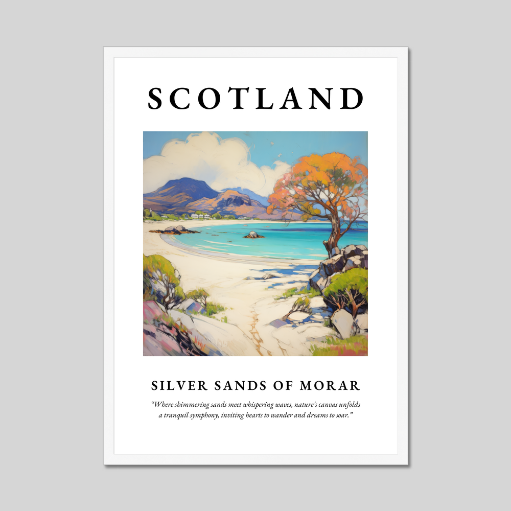 Poster in a white frame with the word Scotland