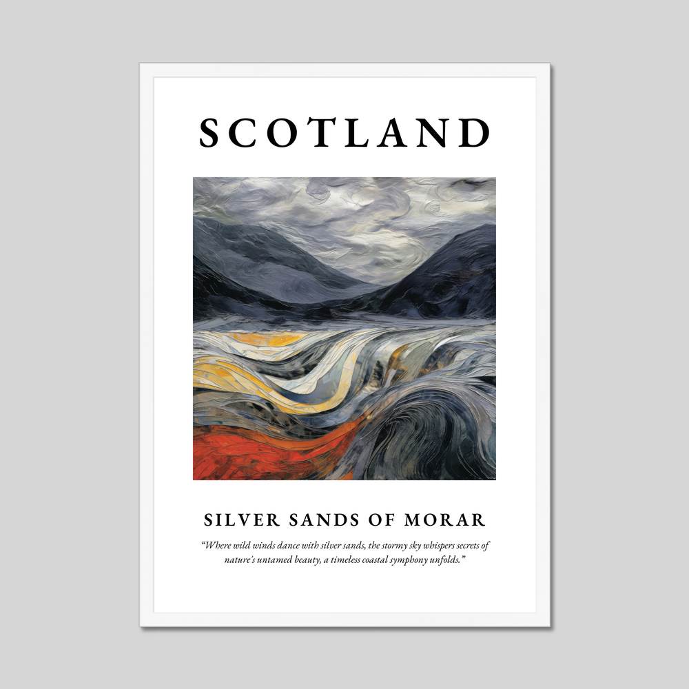 Poster in a white frame with the word Scotland