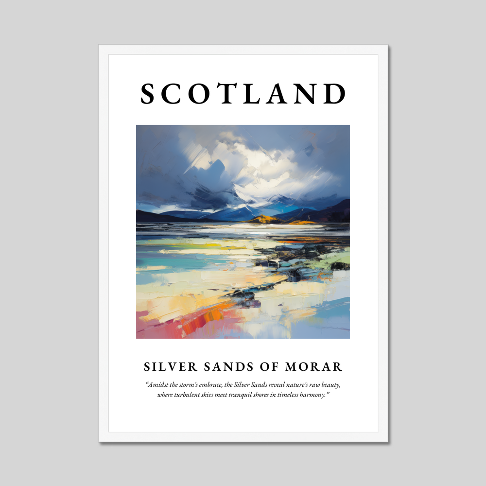 Poster in a white frame with the word Scotland