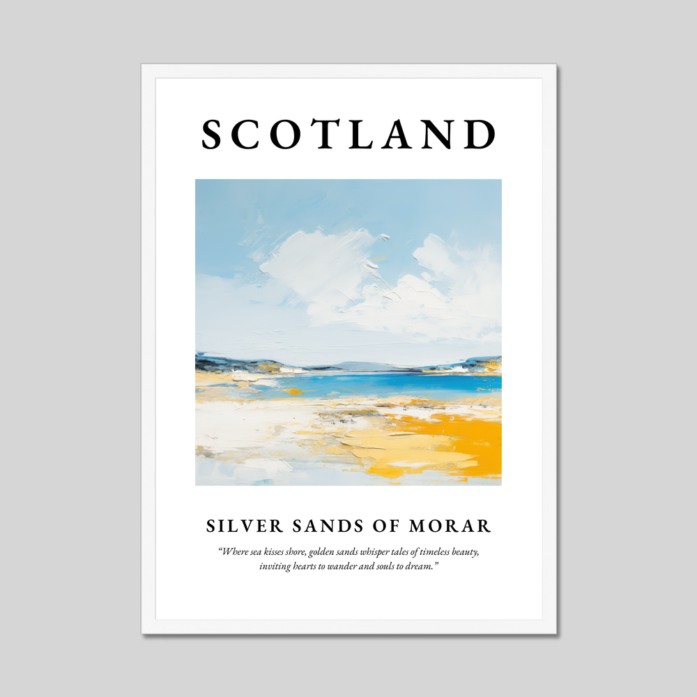 Poster in a white frame with the word Scotland