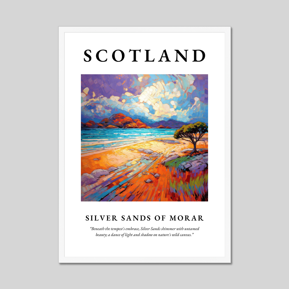 Poster in a white frame with the word Scotland