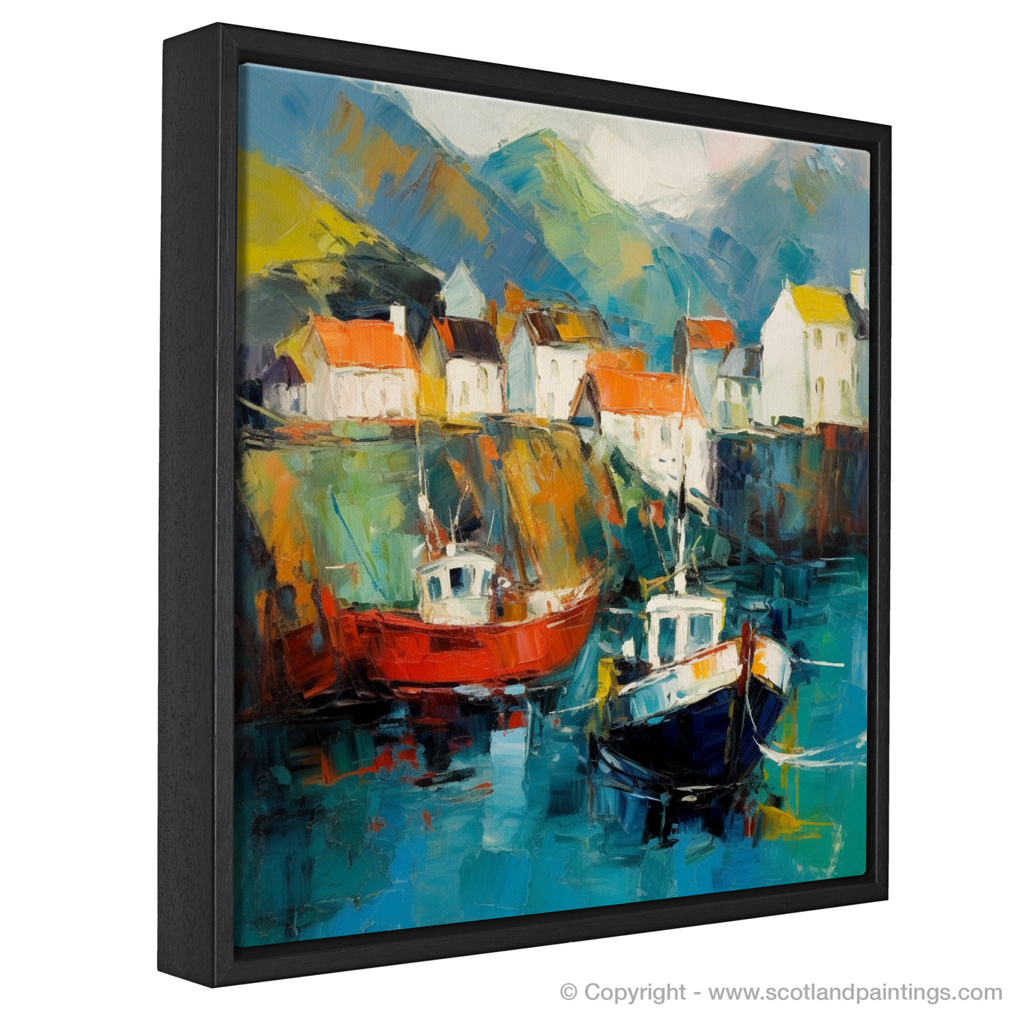 Portree Harbour Essence: An Abstract Symphony of Scottish Coastal Colours