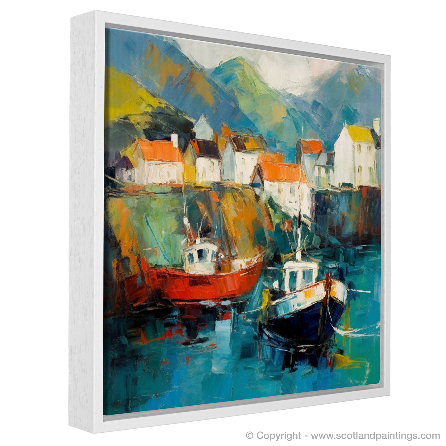 Portree Harbour Essence: An Abstract Symphony of Scottish Coastal Colours