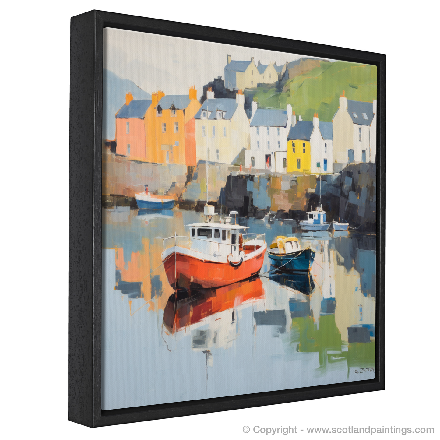 Serene Sanctuary: Portree Harbour in Color Field Style