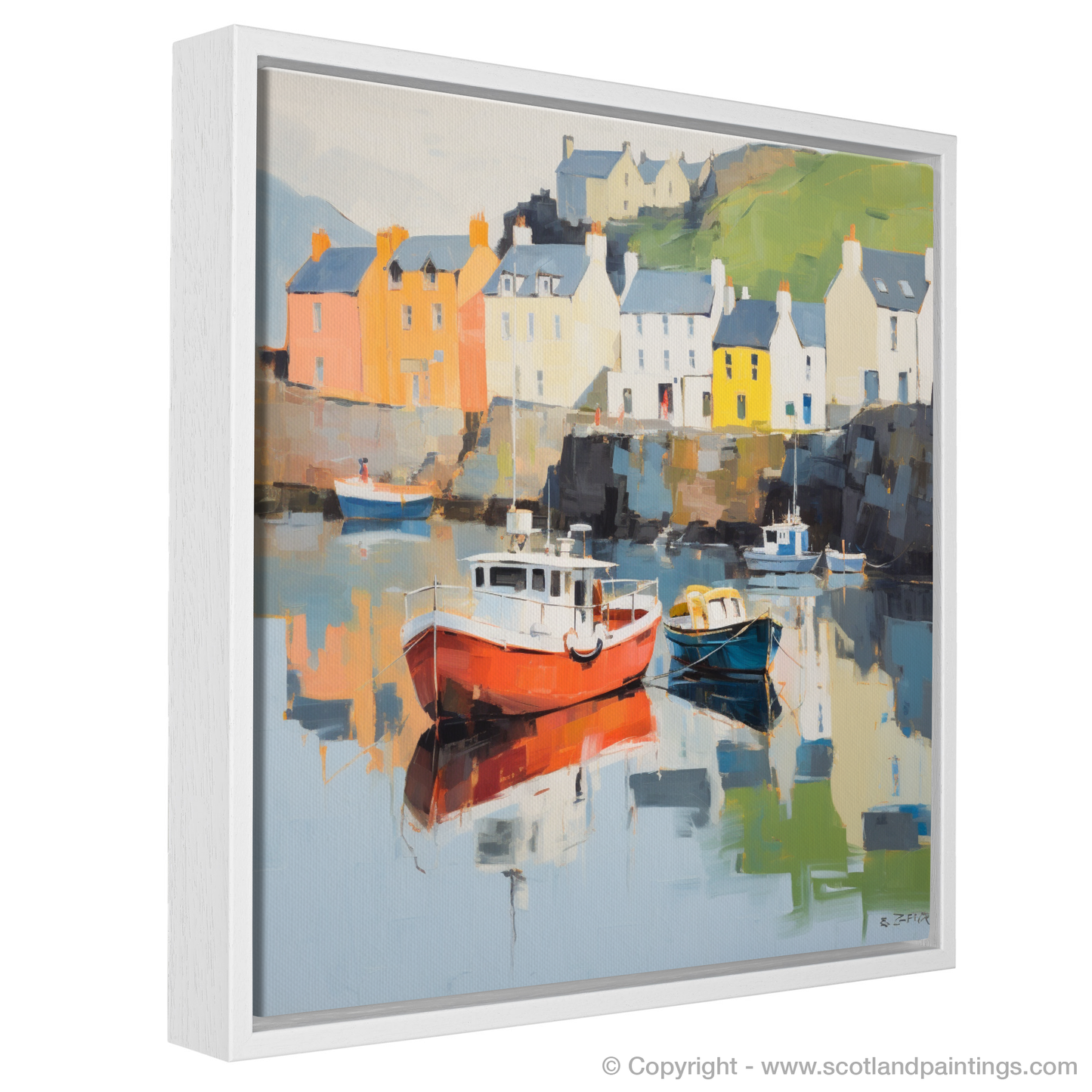 Serene Sanctuary: Portree Harbour in Color Field Style