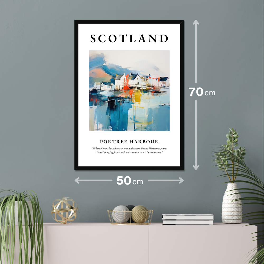 Poster of Portree Harbour hanging on a wall