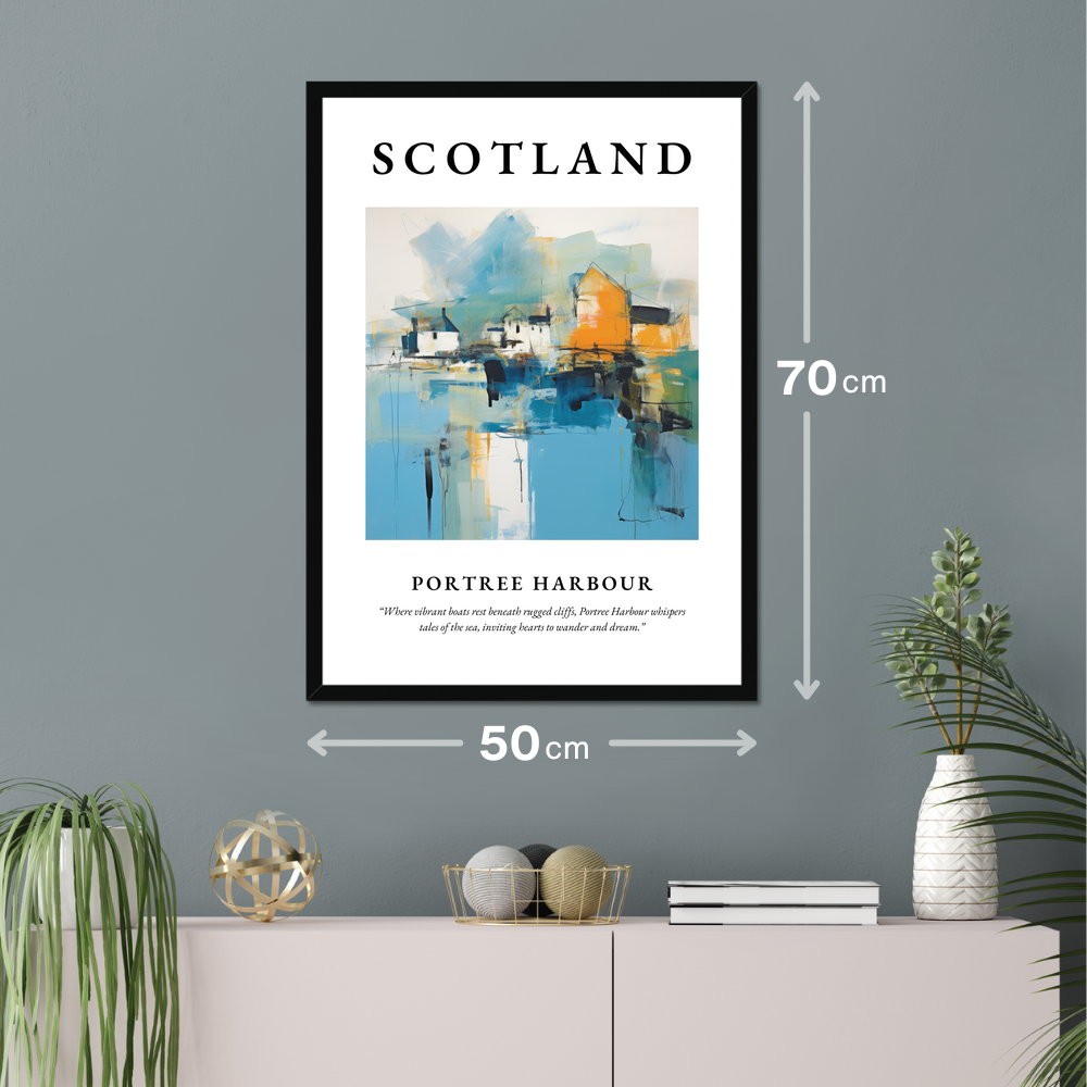 Poster of Portree Harbour hanging on a wall