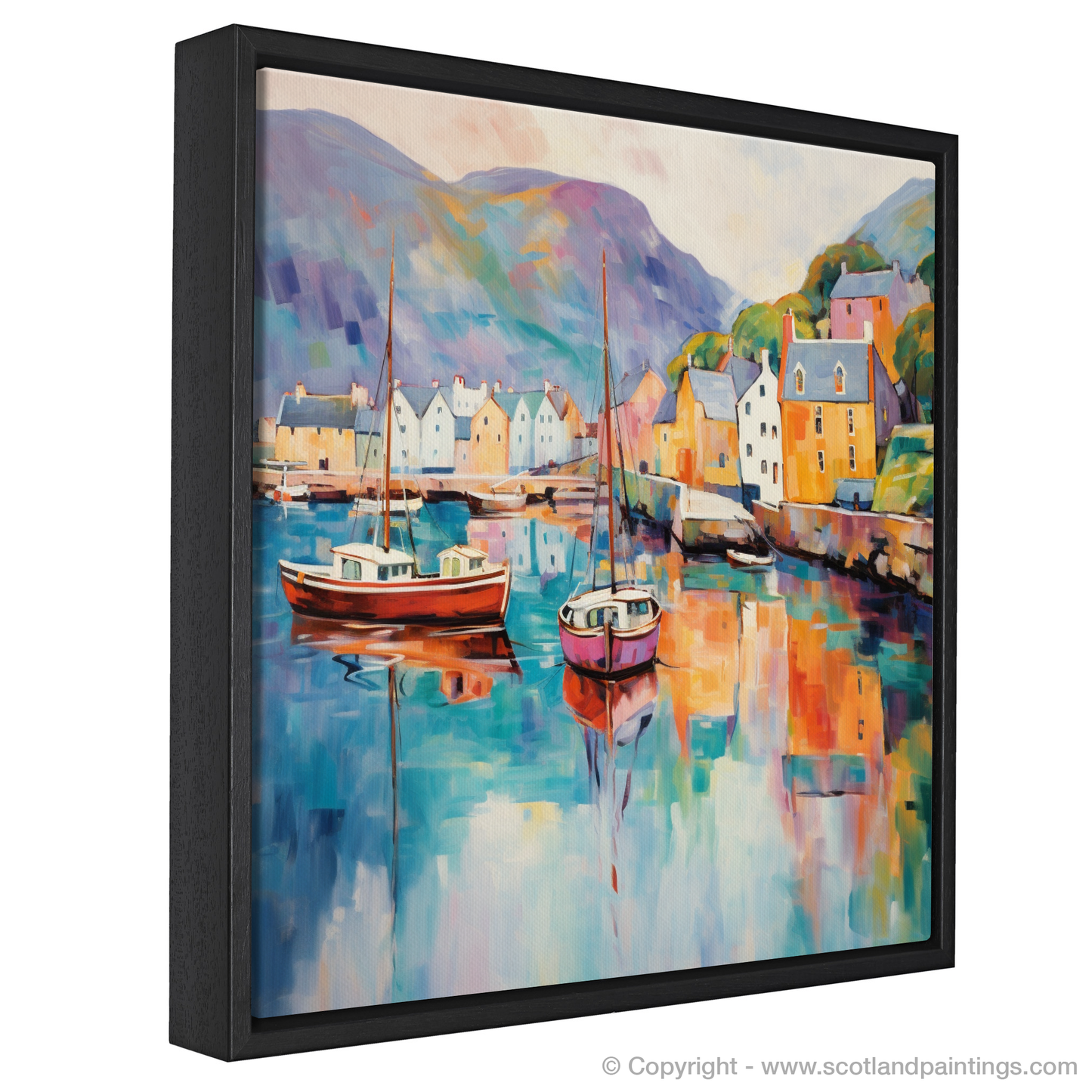 Serenity at Portree Harbour: A Color Field Tribute to Isle of Skye's Coastal Charm