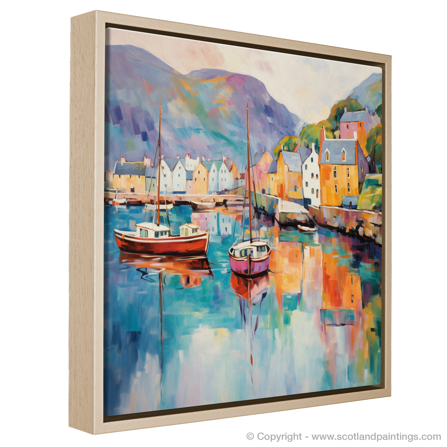 Serenity at Portree Harbour: A Color Field Tribute to Isle of Skye's Coastal Charm