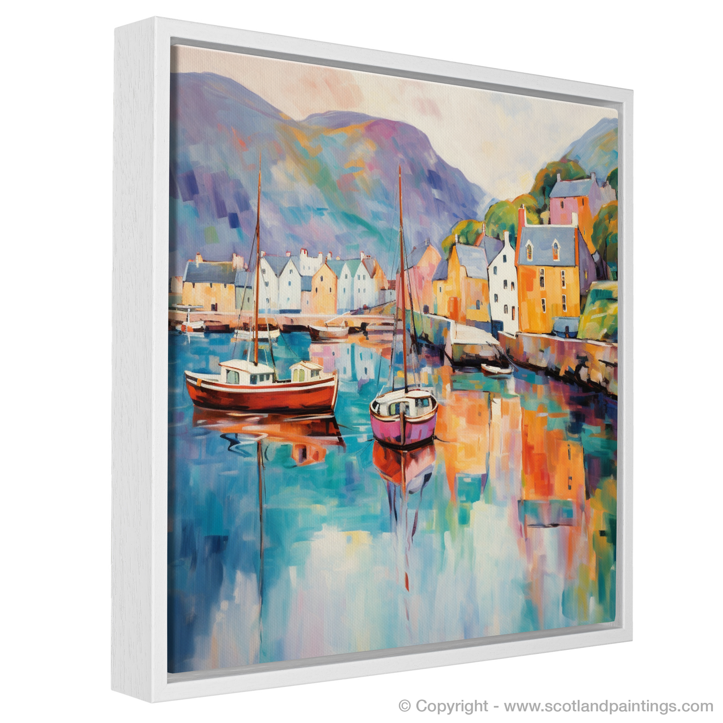 Serenity at Portree Harbour: A Color Field Tribute to Isle of Skye's Coastal Charm