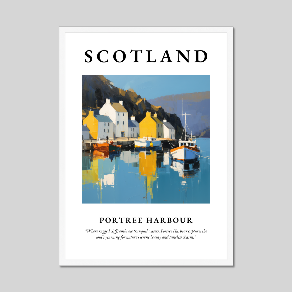 Poster in a white frame with the word Scotland