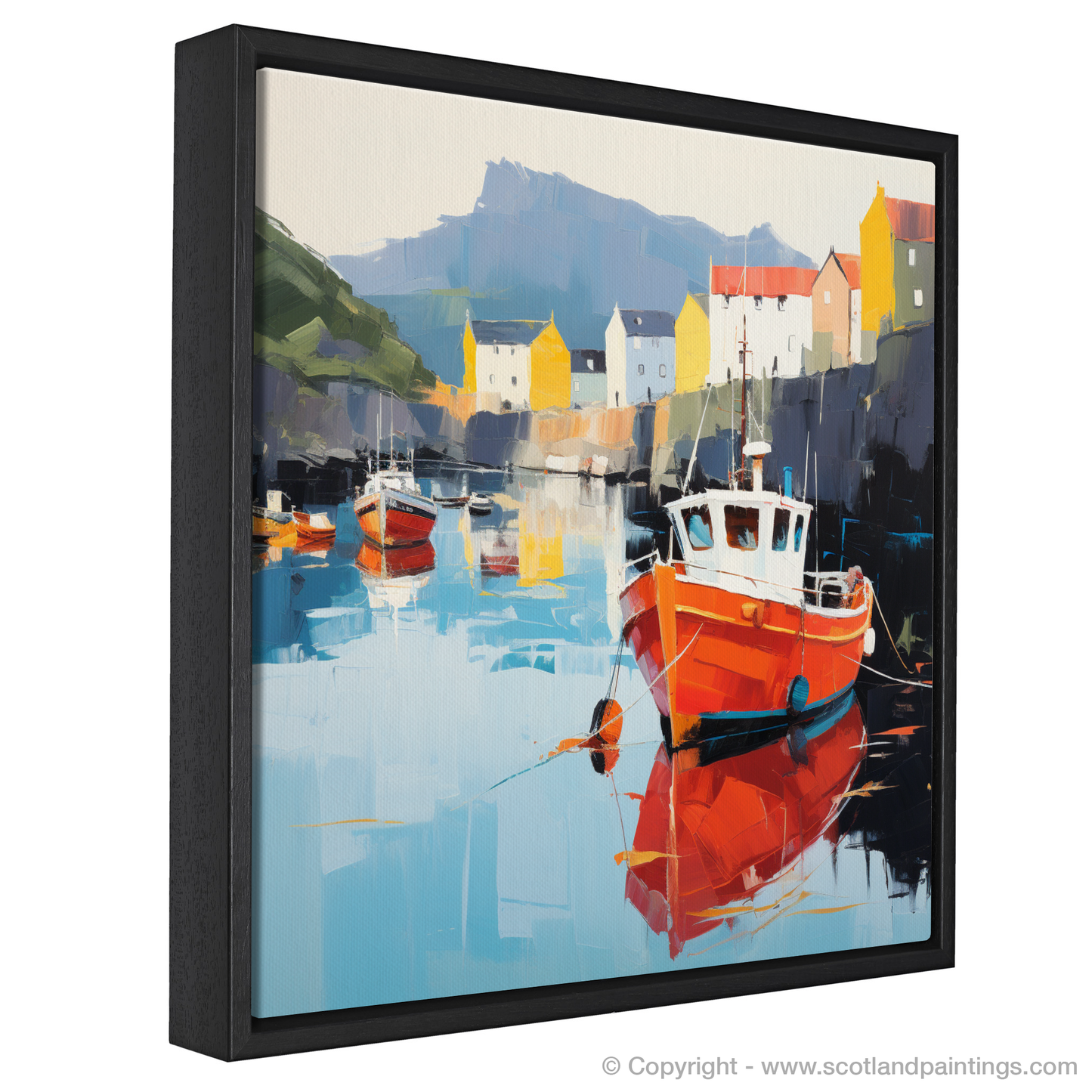 Portree Harbour Reflections: A Contemporary Scottish Vista