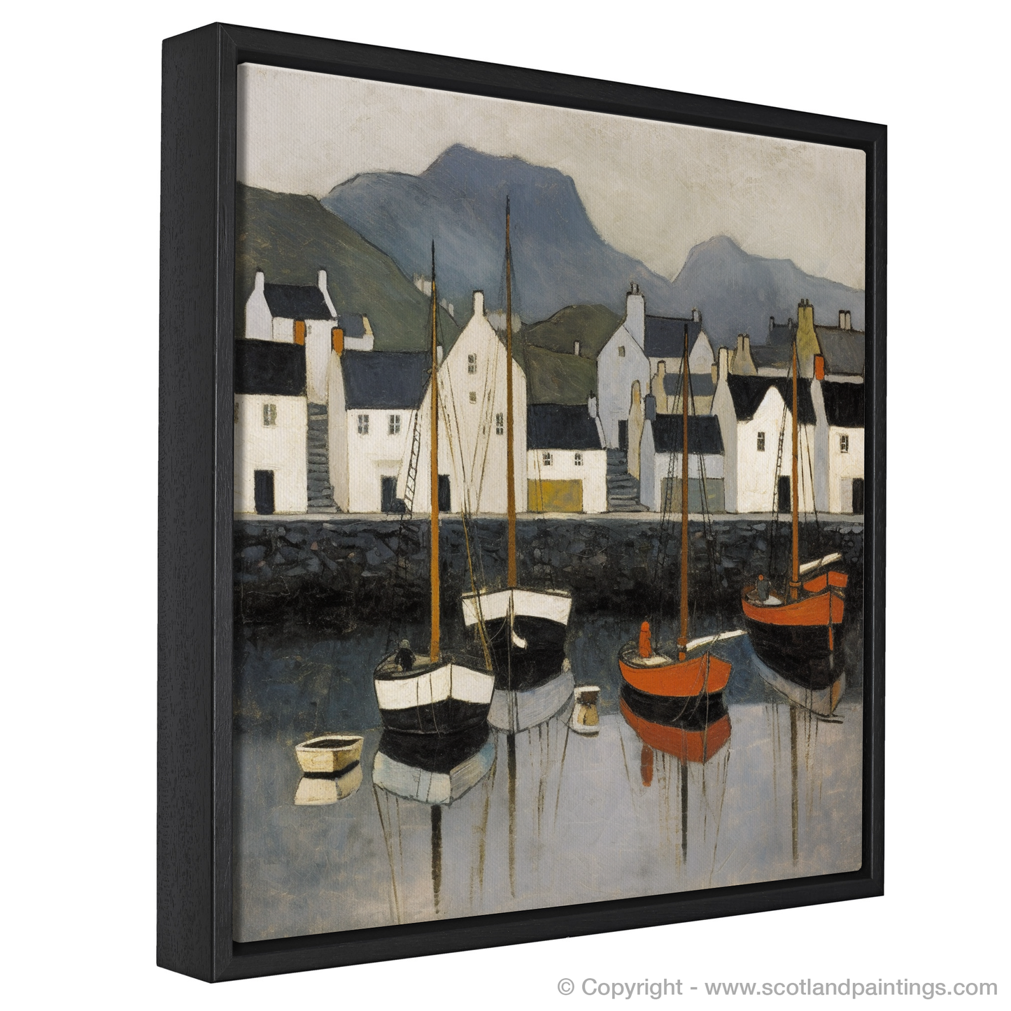 Portree Harbour Serenity: A Naive Art Tribute