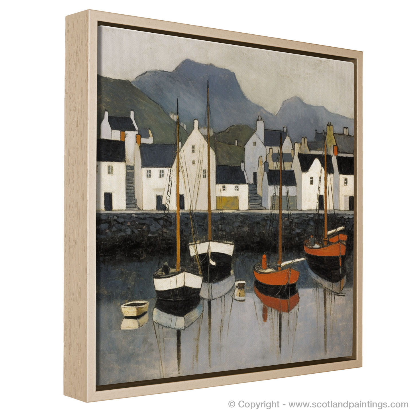 Portree Harbour Serenity: A Naive Art Tribute