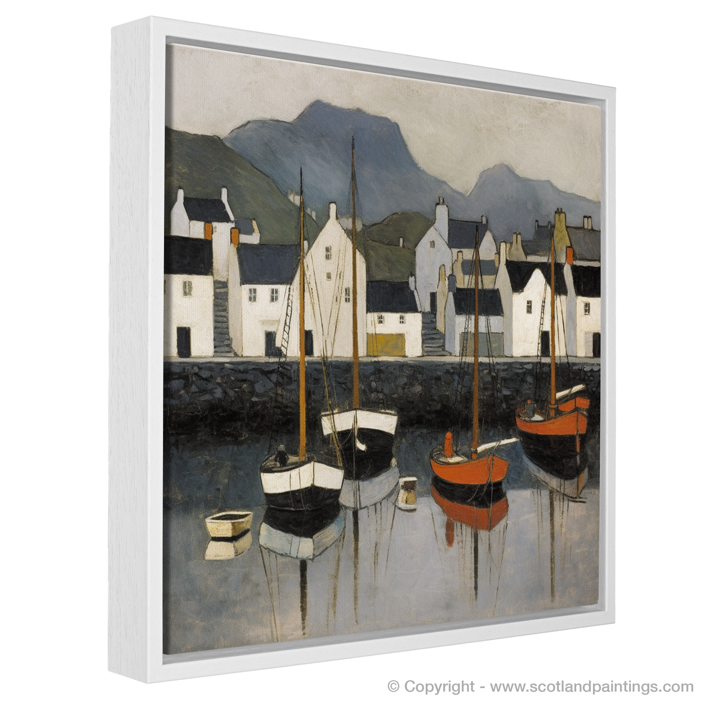 Portree Harbour Serenity: A Naive Art Tribute