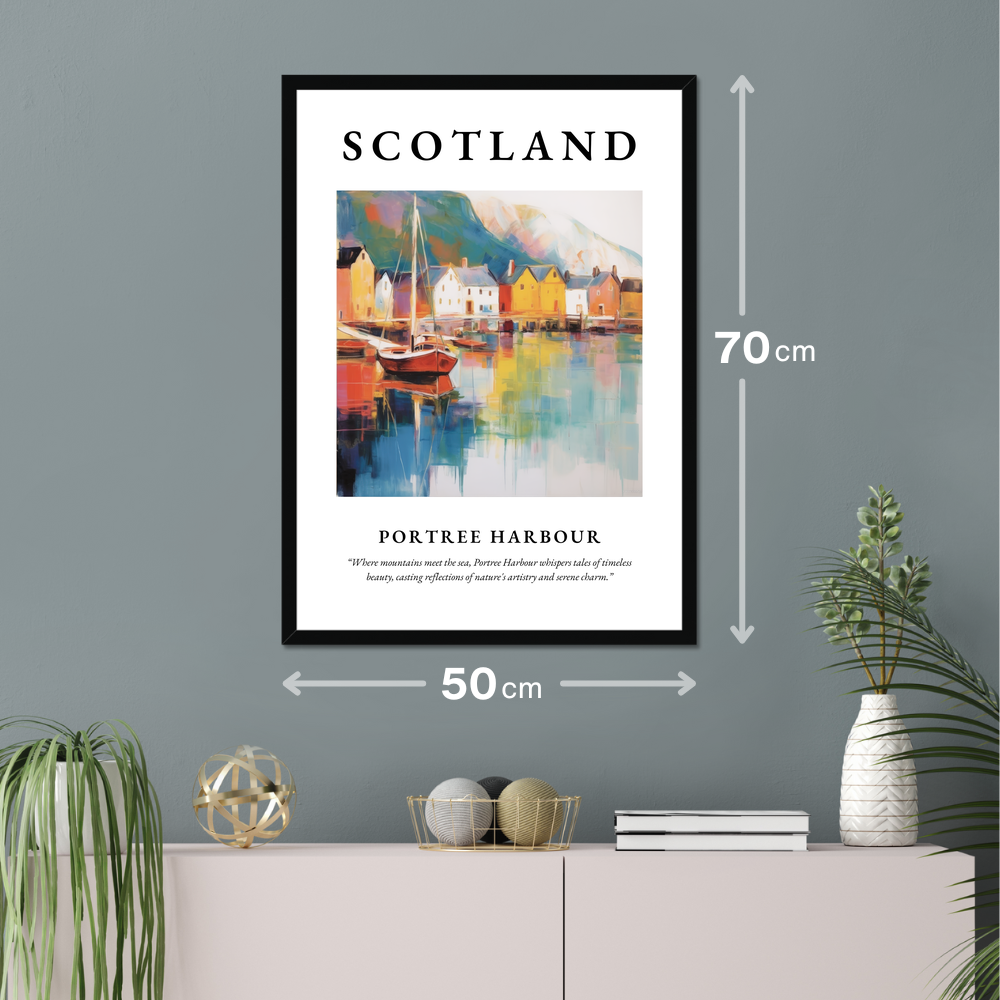 Poster of Portree Harbour hanging on a wall