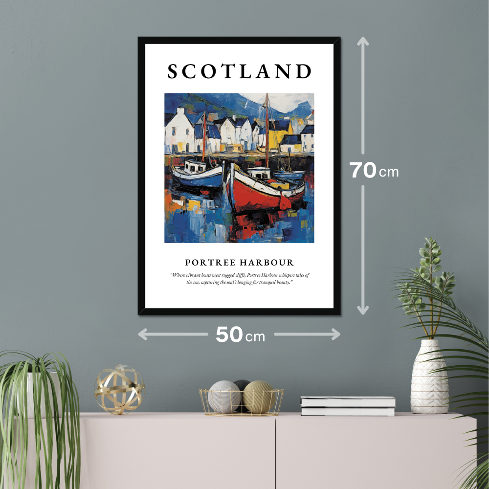 Poster of Portree Harbour hanging on a wall