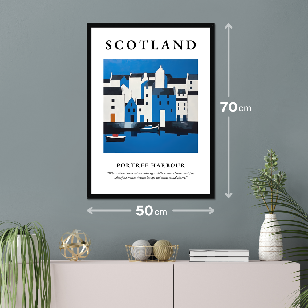 Poster of Portree Harbour hanging on a wall