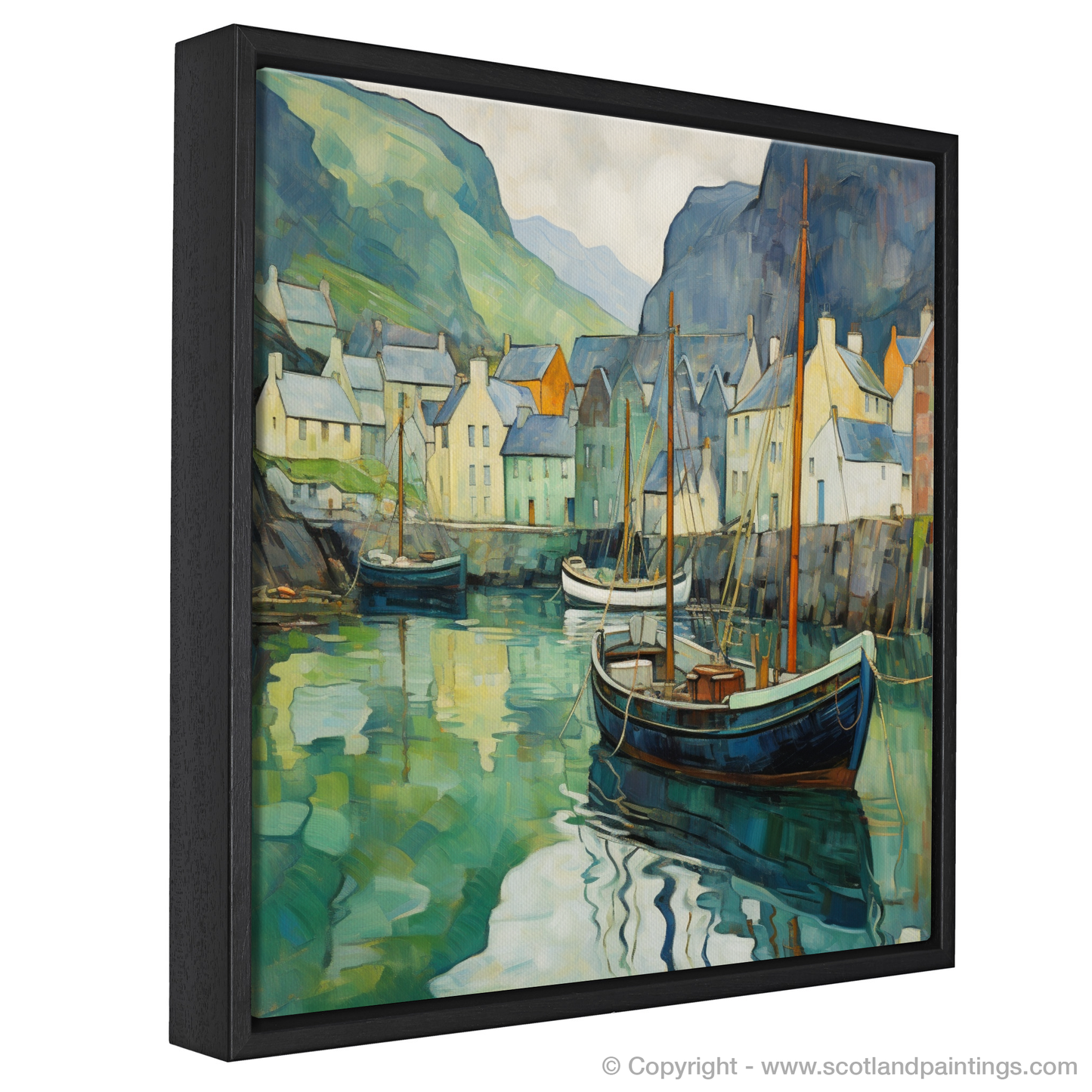 Art Nouveau Elegance: Portree Harbour in Serenity