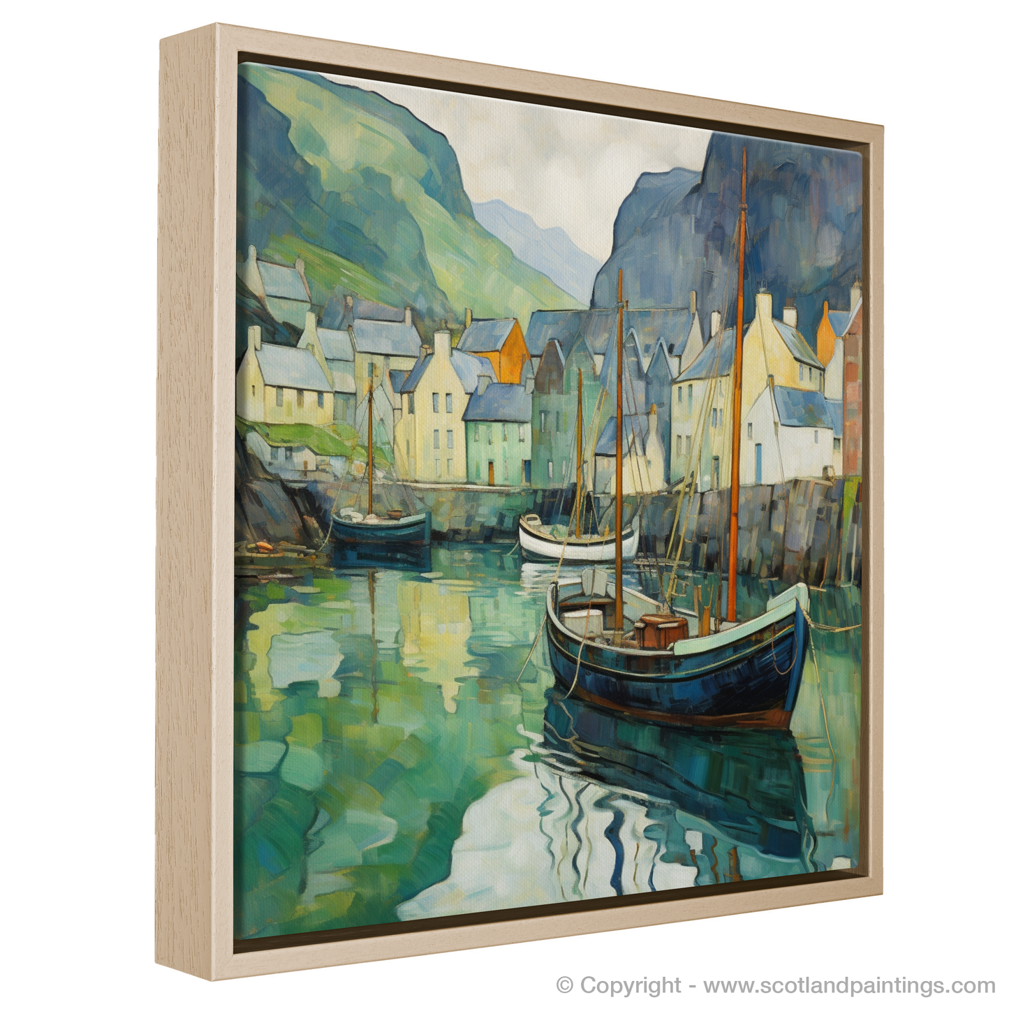 Art Nouveau Elegance: Portree Harbour in Serenity