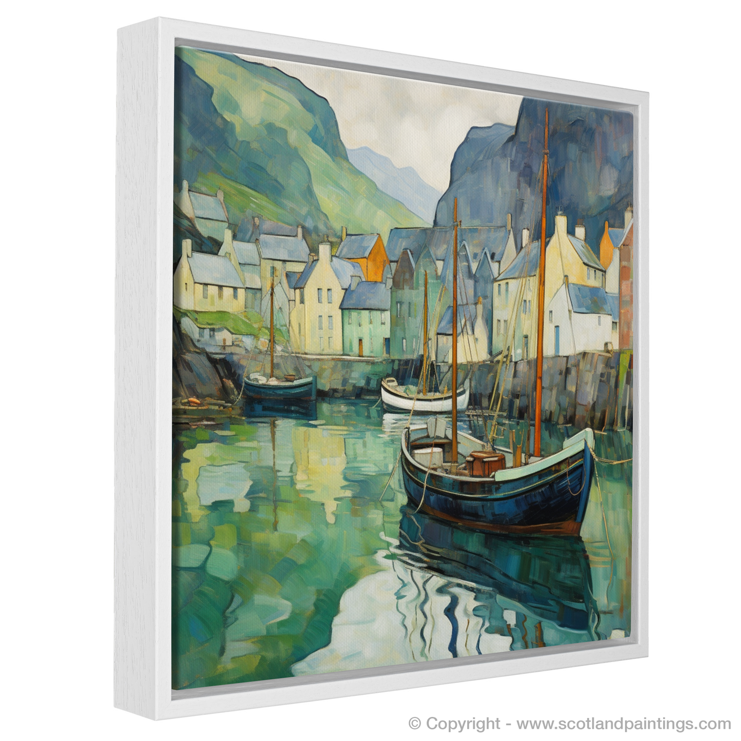 Art Nouveau Elegance: Portree Harbour in Serenity