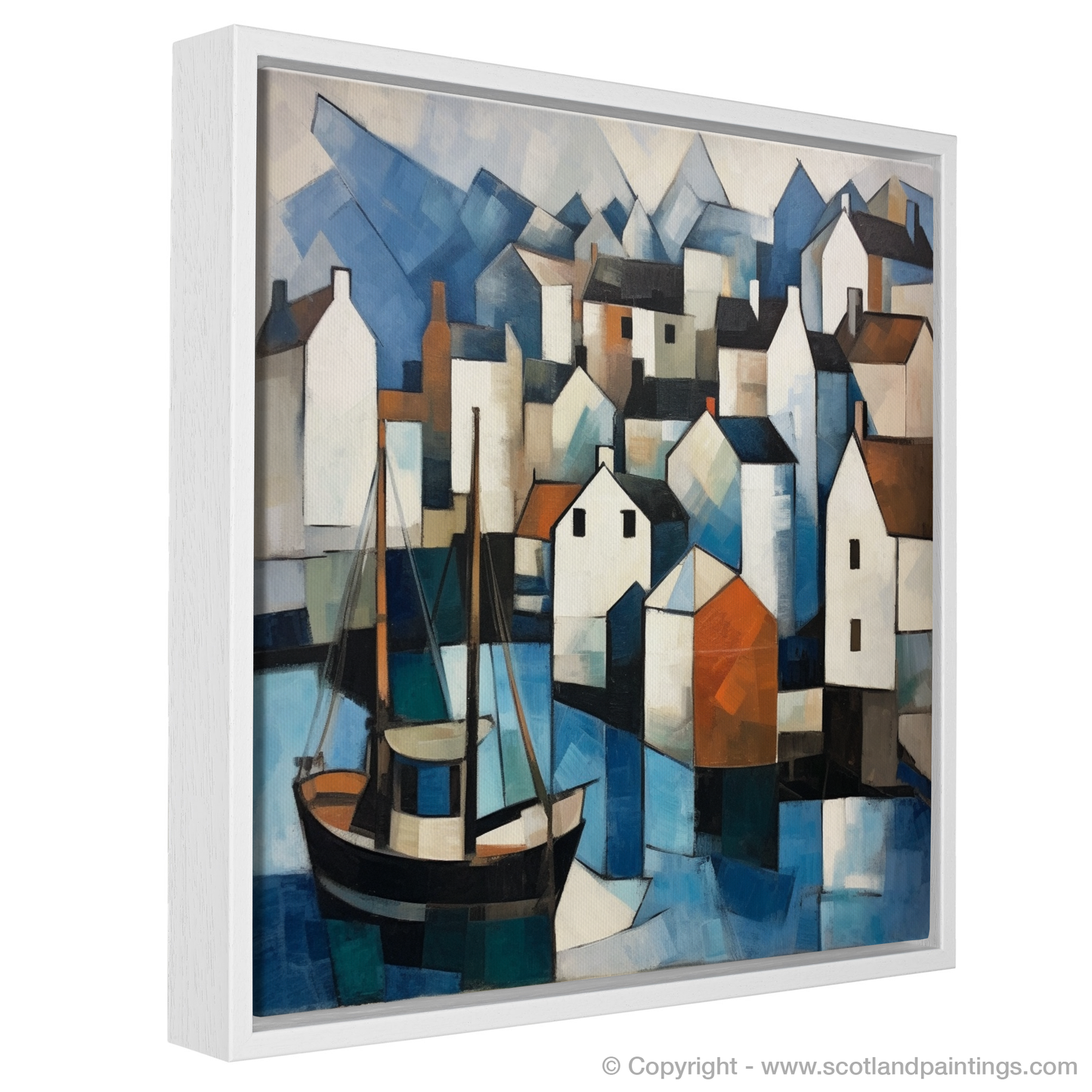 Cubist Portree Harbour: A Geometric Scottish Dreamscape