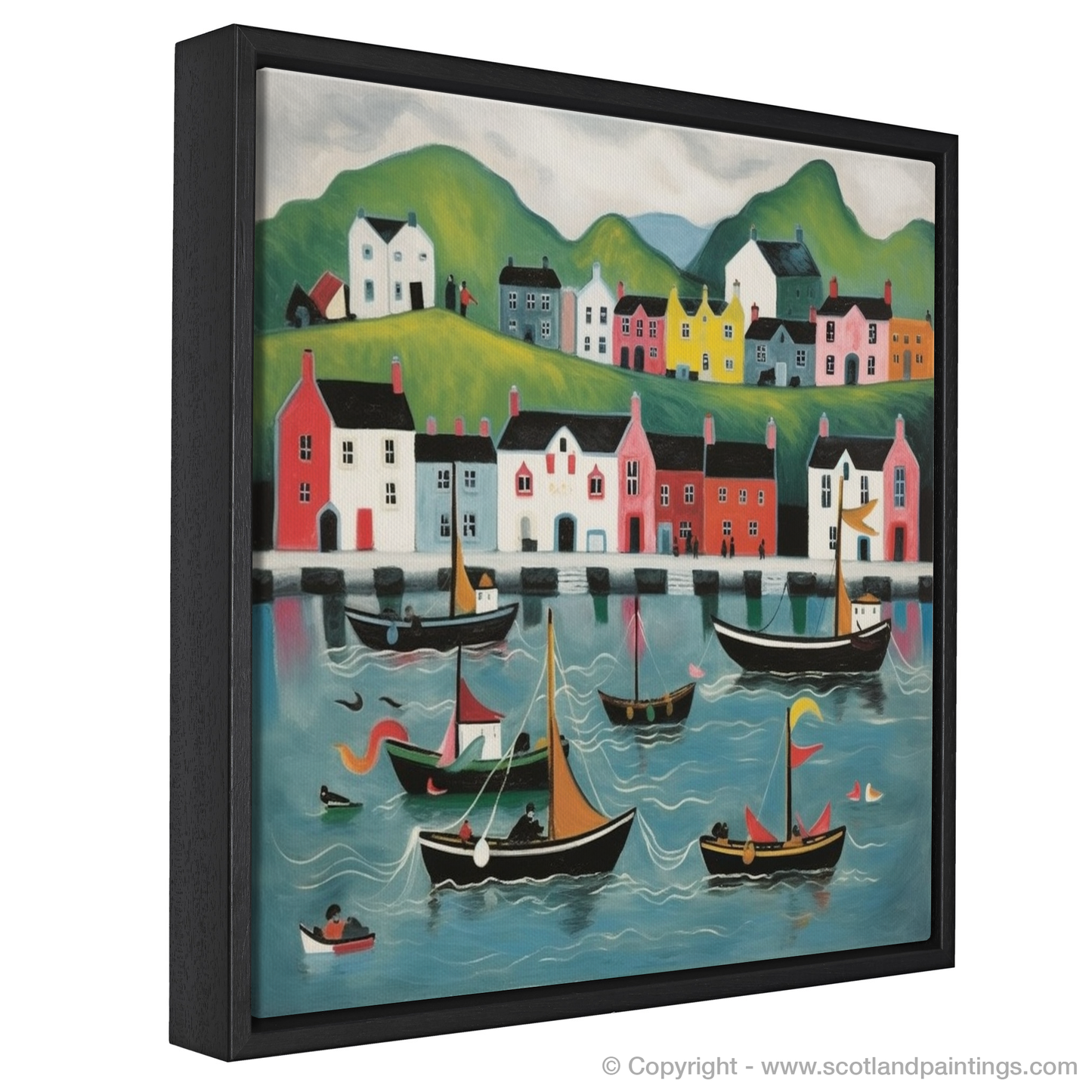 Portree Harbour Whimsy: A Naive Art Tribute to Isle of Skye's Seaside Charm