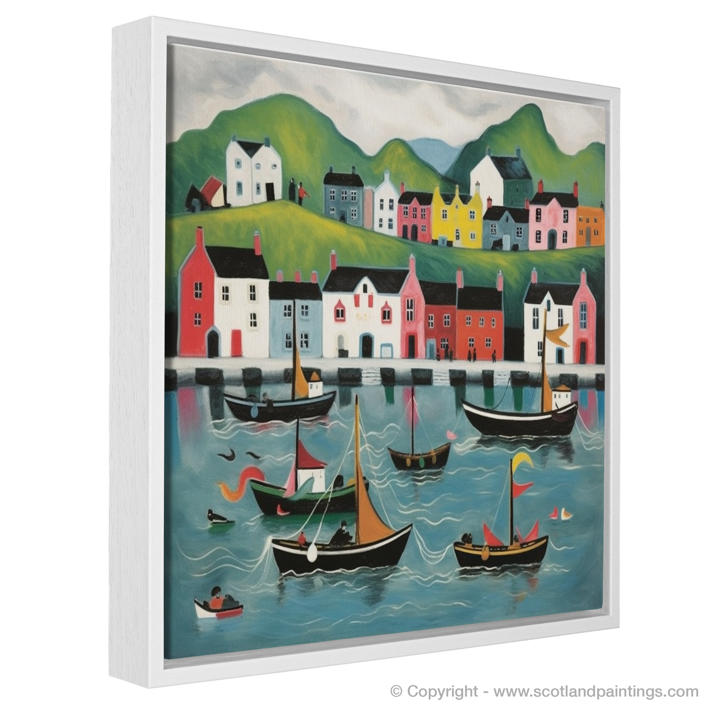 Portree Harbour Whimsy: A Naive Art Tribute to Isle of Skye's Seaside Charm